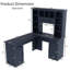Bureau L 65 po bleu antique - 11 tablettes ouvertes, 2 tiroirs + 2 armoires, prise de courant encastrée, 66 po de hauteur, bureau de travail / bureau / centre de beauté-1395395453