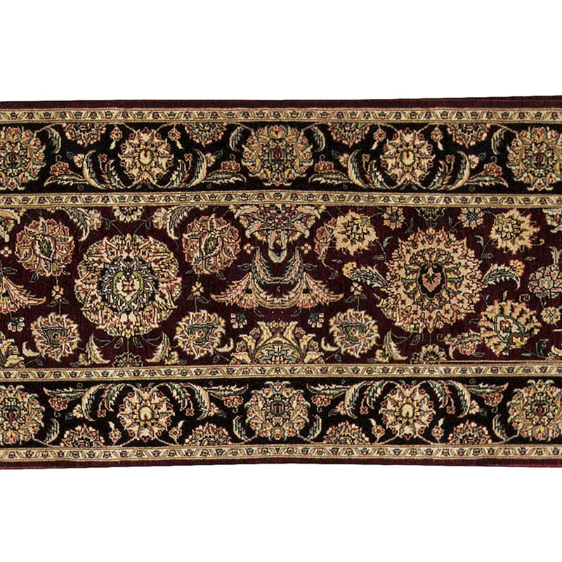 Manchuria Wool Oriental Area Rug in Black/Wine