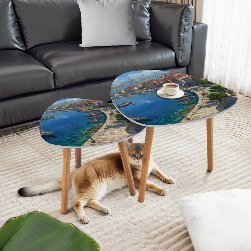 Ensemble de 2 tables basses gigognes Triangle Naples