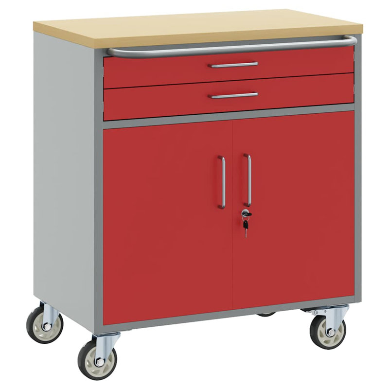 Workbench 75 X 45 X 85 Cm Powder-Coated Steel, Red