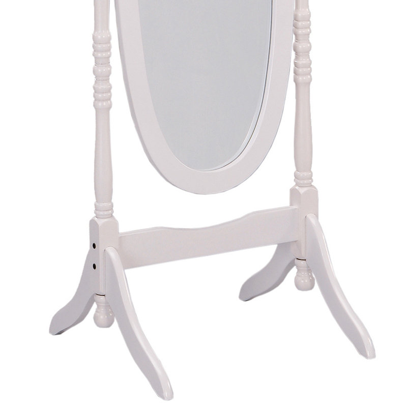 Miroir sur pied 59,25 "de haut, forme ovale, Blanc