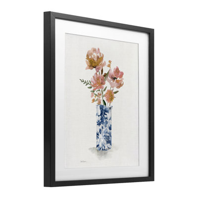 «Chinoiserie Blooms Pink Flowers», reproduction encadrée sous verre, design par Carol Robinson