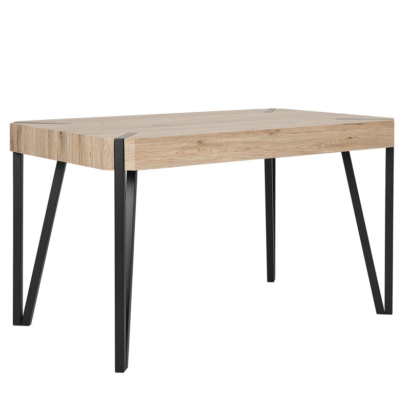 Hardt Metal Base Dining Table, Light Wood/Black
