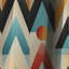 Motif géométrique Mid-Century bleu et beige - Rideau occultant géométrique abstrait - 1 panneau-107535580