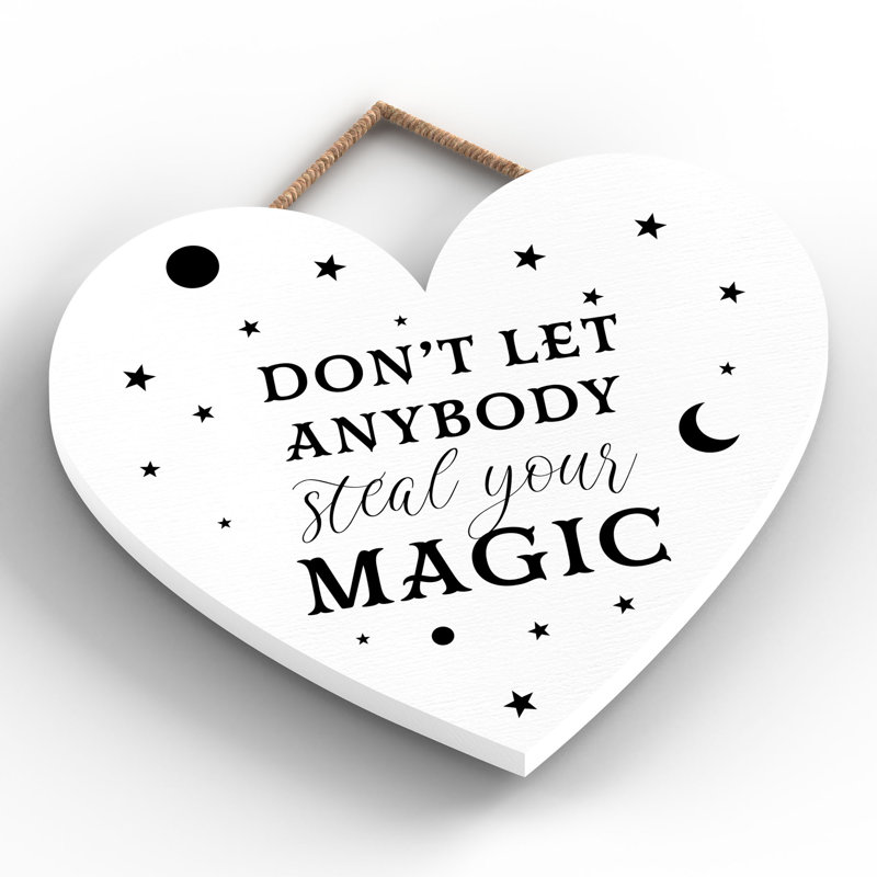 Witch Dont Let Anybody Wooden Heart Plaque, White, 16cm H x 17cm W x 0.9cm D