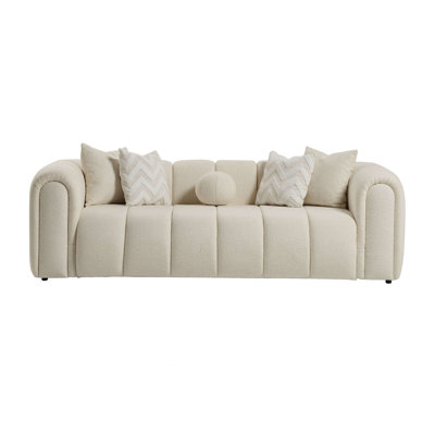Beatrice Modern Tufted Ivory Boucle Sofa