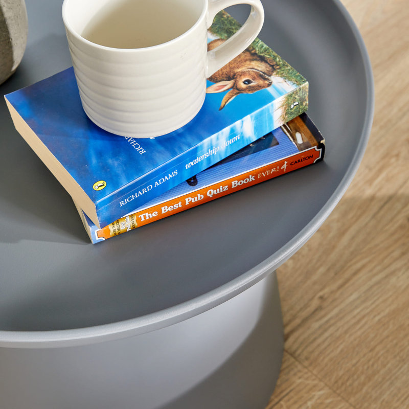 Itzhak Round Grey Modern Coffee Side Table, 36 H x 50 W x 50 D cm