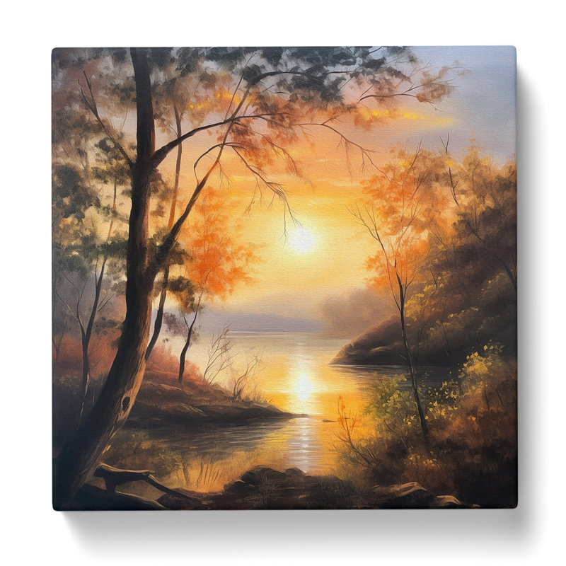Sunrise Oil Painting No.6 - Wrapped Canvas, 50cm H x 50cm W x 3cm D