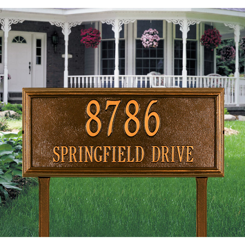 Springfield Rectangle 2 Line Estate Lawn Address Sign