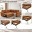 Canapé modulaire en similicuir caramel avec canapé-lit et porte-gobelets Symmetry-132917150