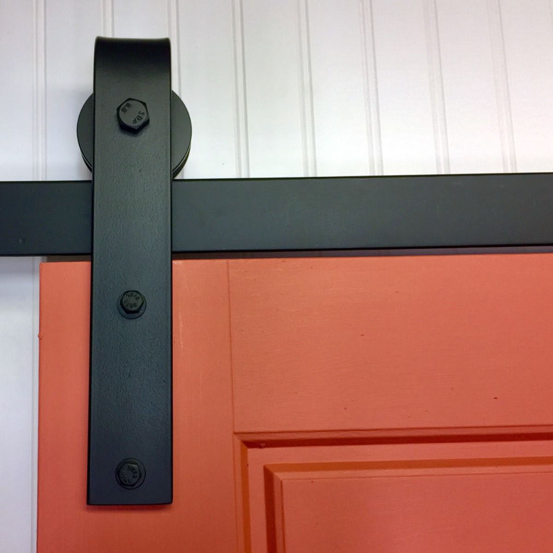 Black Square End Rolling Barn Door Hardware Kit with 60" Track