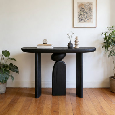 Console Mid-Century en bois massif noir