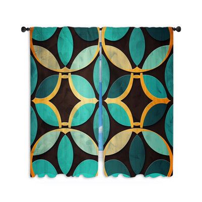 Retro Pattern Visual Room Darkening Curtain Pair