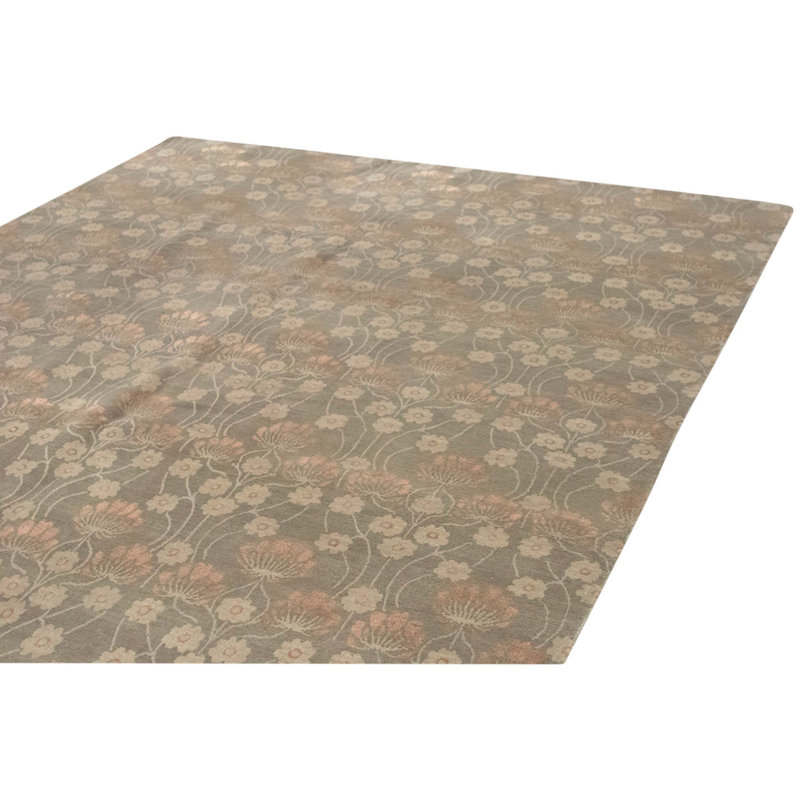 Hand Knotted Silk Area Rug in Pewter