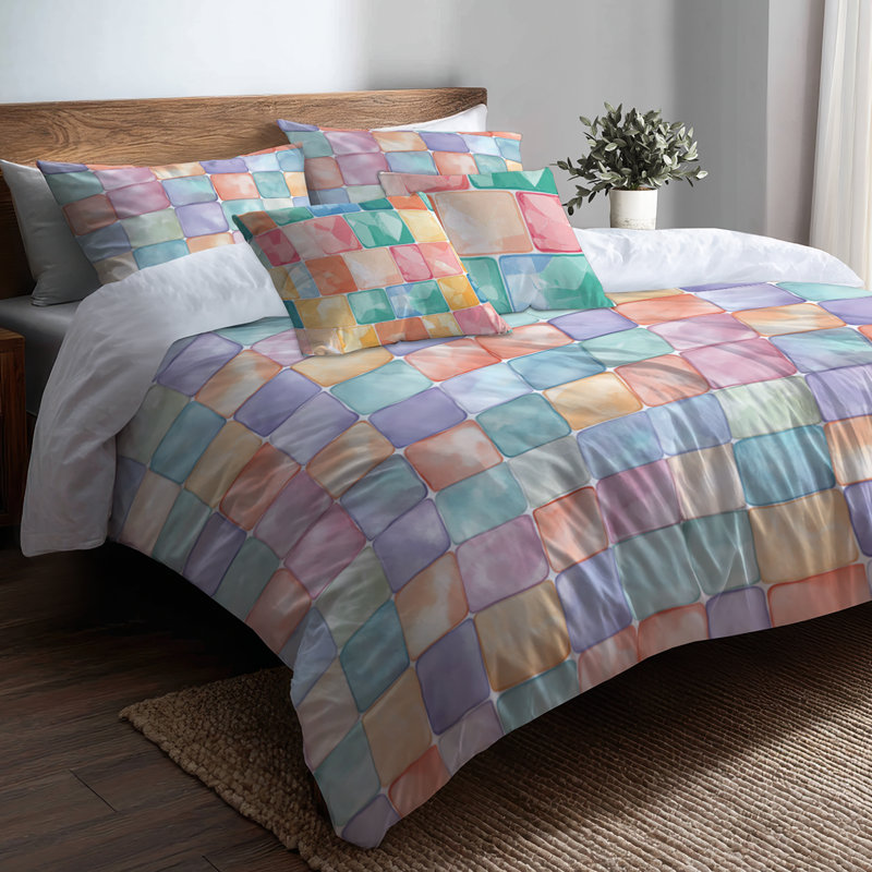 Ensemble de literie 5 pièces Patchwork, Housse de couette pour lit simple + 4 pièces supp