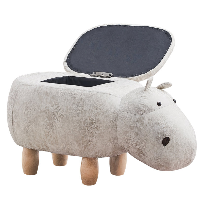 Broadbent 62cm Wide Faux Leather Novelty Solid Colour Ottoman with Storage, Grey