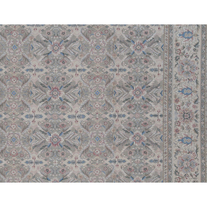 Hand-Knotted High-Quality Light Green and Beige Area Rug