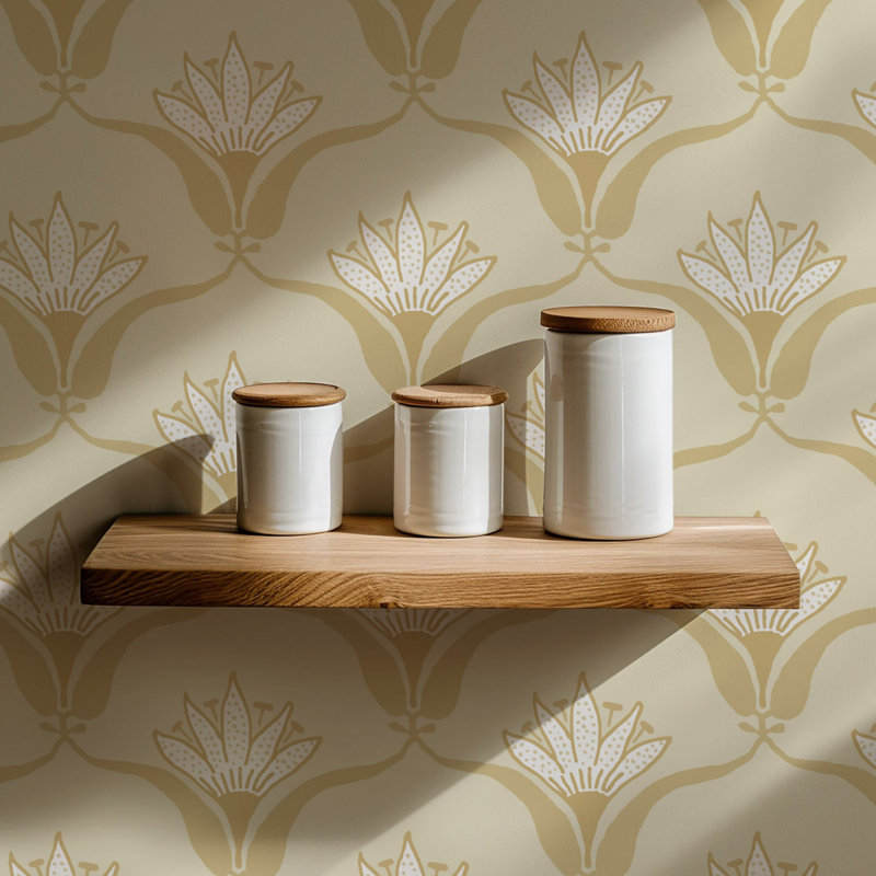 Shanghai Wallflower 10' L x 24" W Wallpaper Roll, Harvest Yellow, Premium Paper