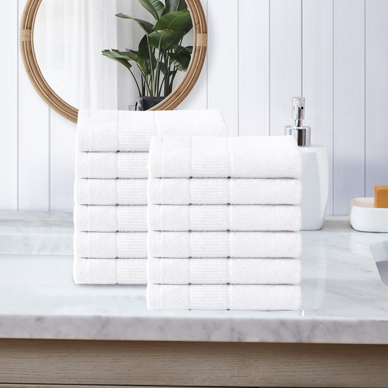 Island Retreat Wellness 12 Piece 100% Cotton Washcloth Set, White
