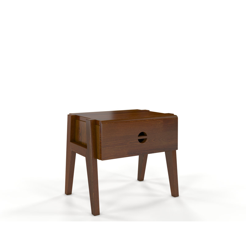 Eng 45cm W Manufactured Wood Bedside Table, Walnut