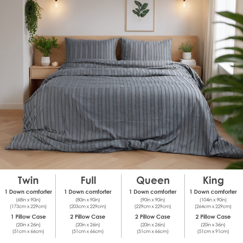 L'ensemble de housse de couette en jacquard à rayures de couleur unie comprend une housse de couette et deux taies d'oreiller. Housse de couette de grande taille convenant pour un lit simple ou double dans les chambres à coucher, confortable et douce pour une utilisation en toute saison. Cadeau de Noël.