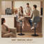 Swivel Upholstered Adjustable Height Bar Stool with Steel Frame