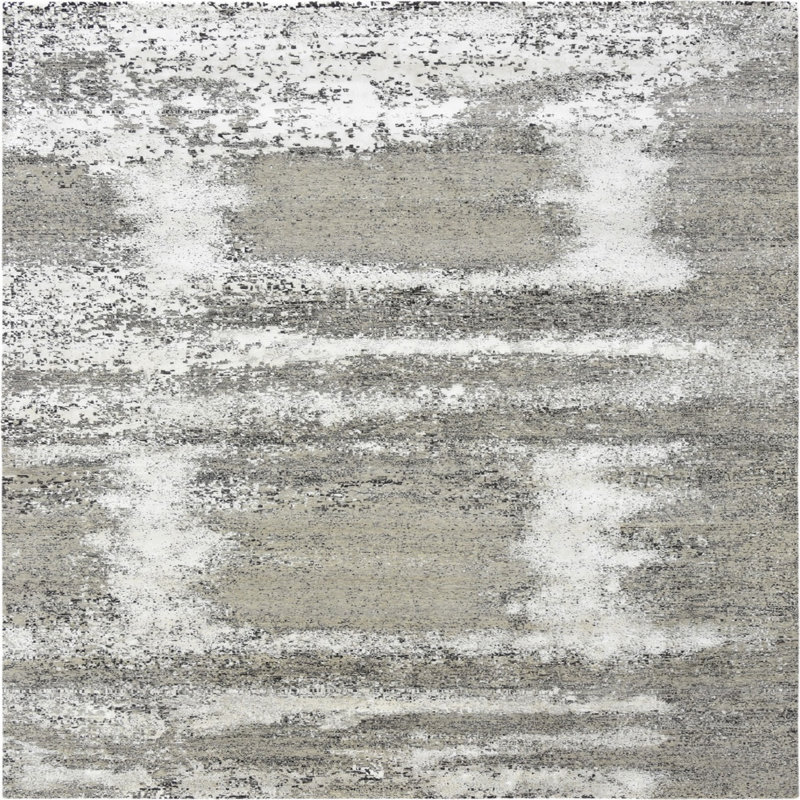 Tapis blanc / gris Cabriales, Carré 7 pi
