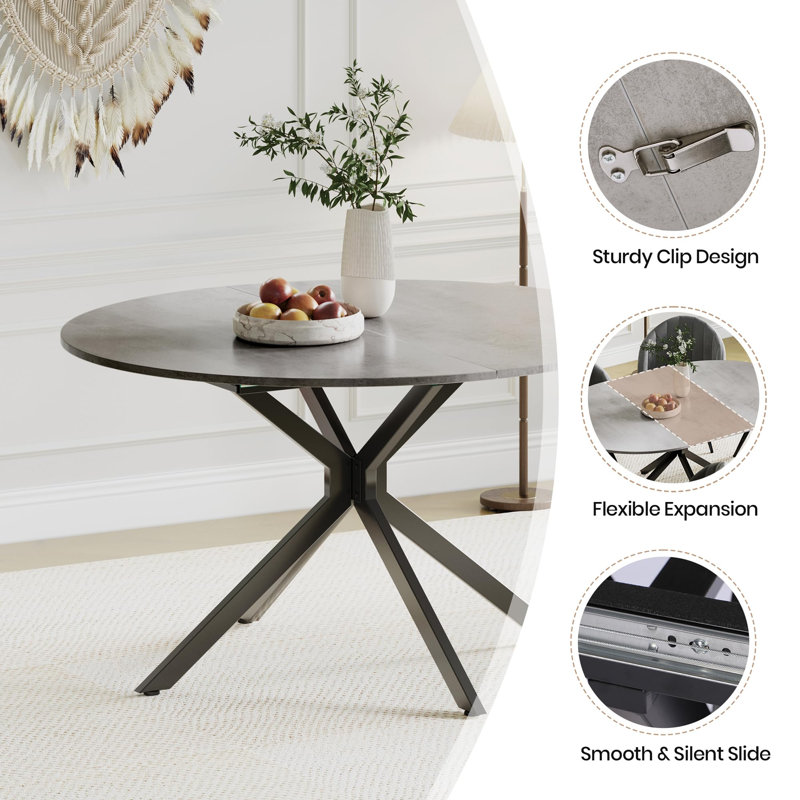 6 -Person Extendable Dining Set, Grey, Beige