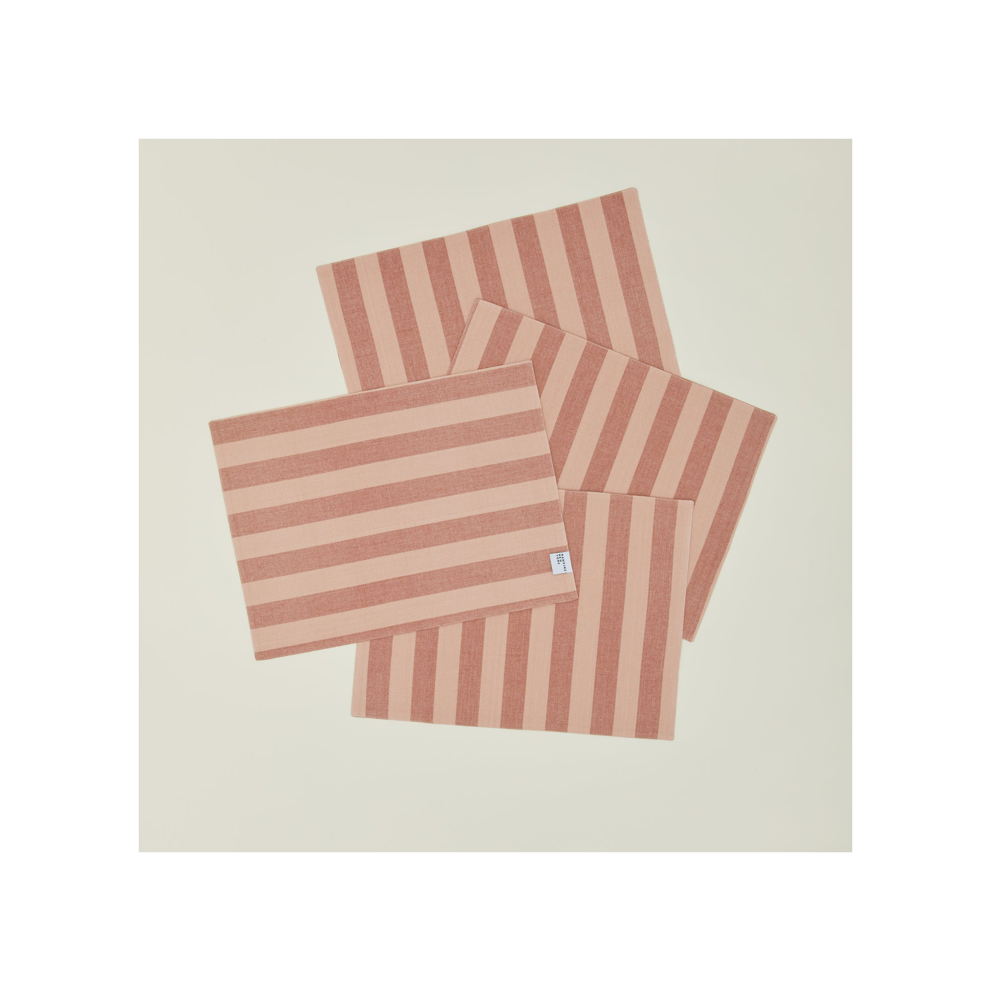 Essential Striped Placemat - Set Of 4, Blush/Terracotta