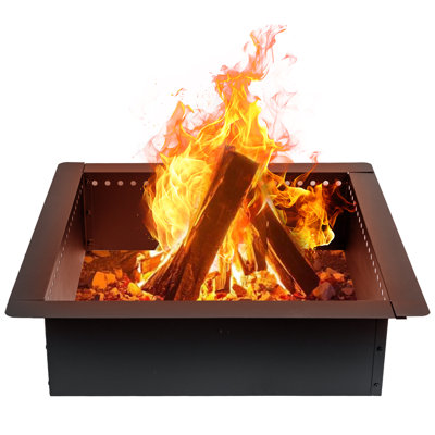Samiron 42" W X 10" H Iron Square Outdoor Fire Ring,