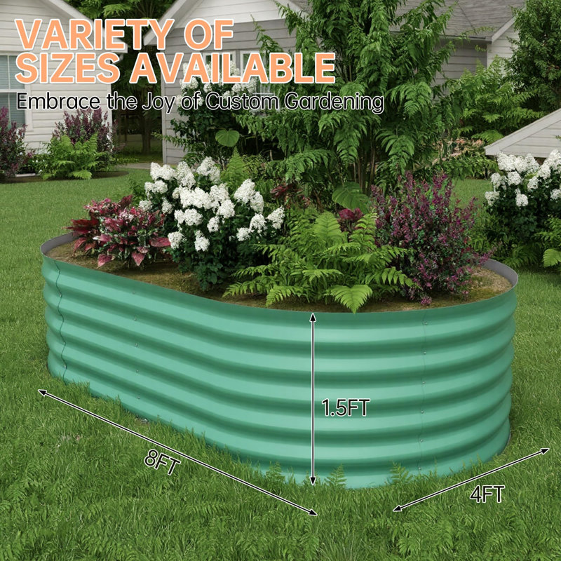 8x4x1.5 ft Galvanized Raised Garden Bed Outdoor, 18 in Tall Metal Planter Box for Flowers Herbs Vegetables, Rust-Resistant Raised Garden Beds for Gardening, Easy Assembly Outdoor Garden Box & Planters