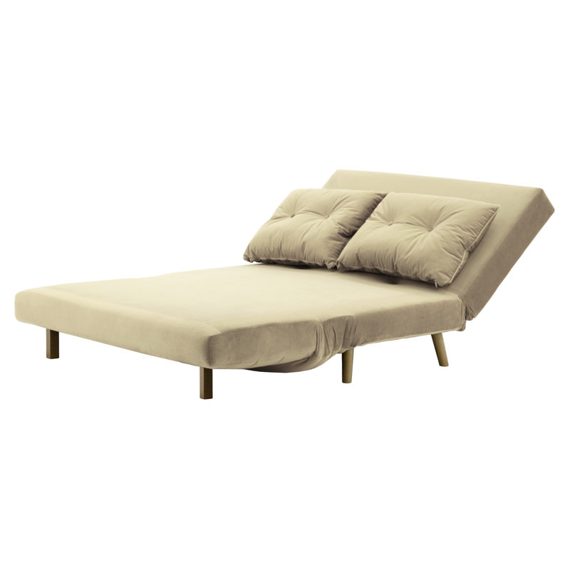 Donald 2 Seater Sofa Bed,  78cm H X 120cm W X 90cm D, Wax Black, Beige