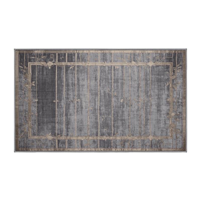 Machine Washable Gray Area Rug, Rectangle 2' x 3'
