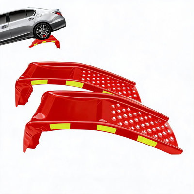 Rampes de levage robustes pour véhicules (lot de 2) – Capacité de 3 630 kg (8 000 lb) avec autocollants de sécurité réfléchissants – Rampes de service automobile durables pour camions, VUS et entretien de garage – Couleur rouge