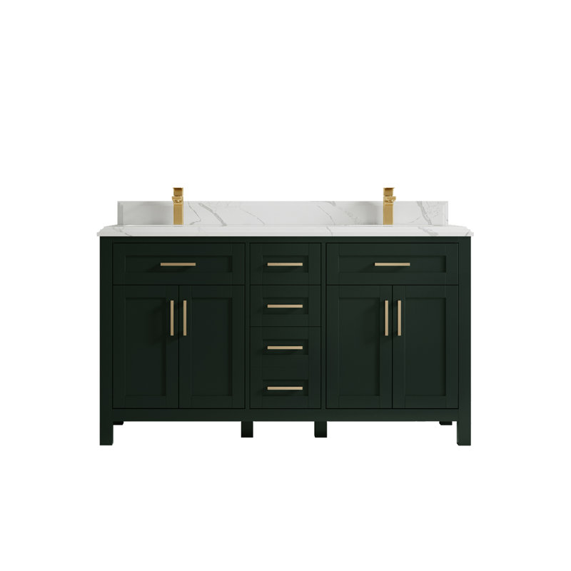 Ensemble de meuble-lavabo double 60 po Cambridge, Calacatta Laza