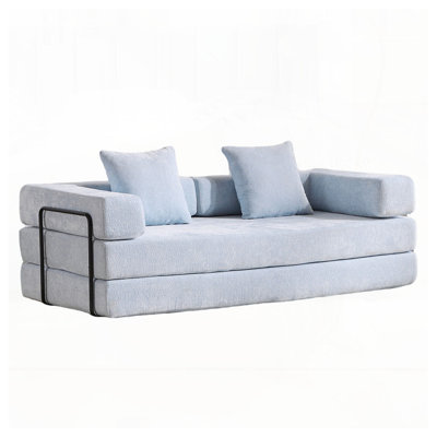 Chenille Fabric Compression Convertible Floor Couch Sofa Bed