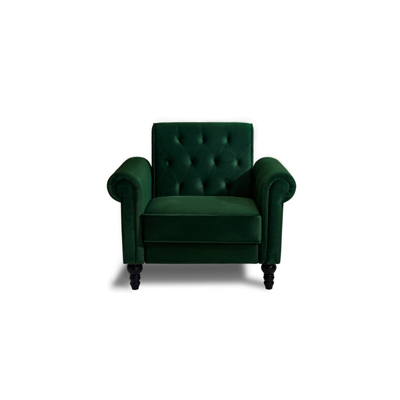 Aiofe Velvet Chesterfield Chair, Hunter Green