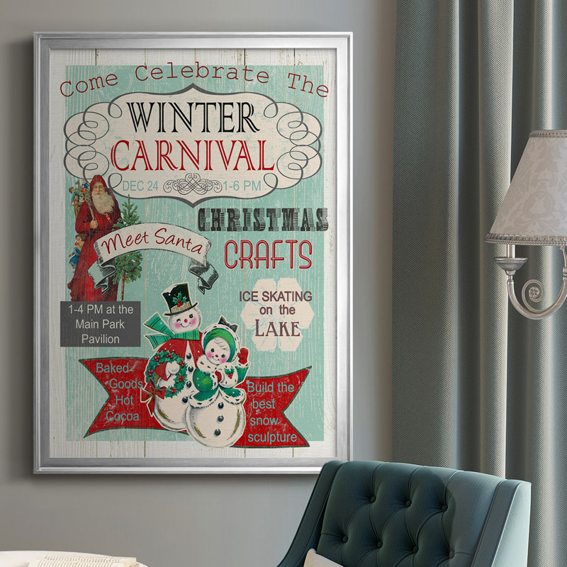 Bright Christmas Carnival - seul cadre imprimé, Papier avec cadre argenté, H 36,5 po x l 26,5 po x P 1 po
