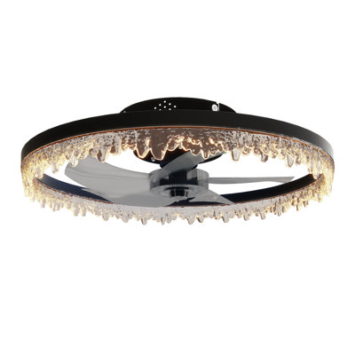 24" Smart Silent Flush Mount Ceiling Fan With Light – Invisible Blades, Remote & Timer