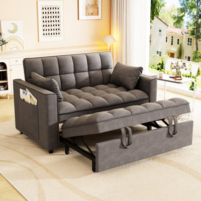 Lit convertible en velours gris à 2 places, 3 angles inclinables, poches latérales escamotables pour des maisons confortables, espaces d'appartements