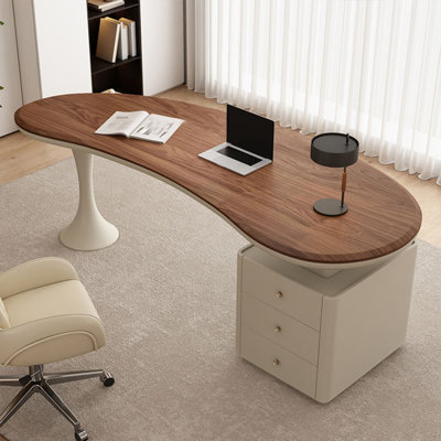 Bureau en bois manufacturé noyer avec tiroirs