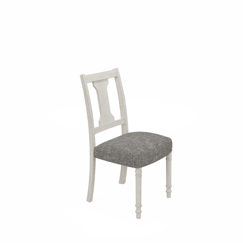 2 chaises de salle à manger blanches et grises, assise en lin, hauteur de siège de 19 po, profondeur du côté vieilli de 18,5 po, finition grain naturel