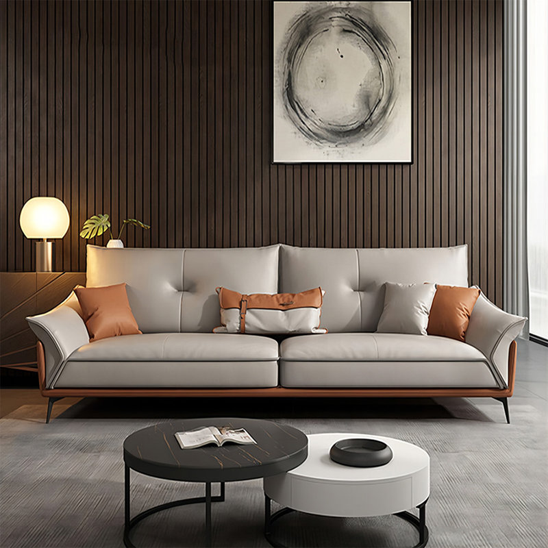 Causeuse de coussin standard en cuir véritable, H 35,43 po x l 70,87 po x P 38,58 po