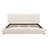 California King Size Upholstered Bed Frame With Linen Thick Headboard and Footboard, Solid Wood Legs, Beige