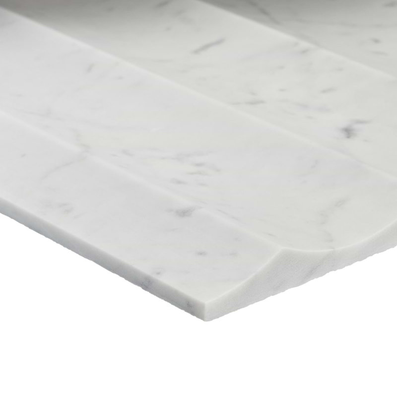 Stonework Carrara White 12x24 Marble Tile, Fluted 3D Honed