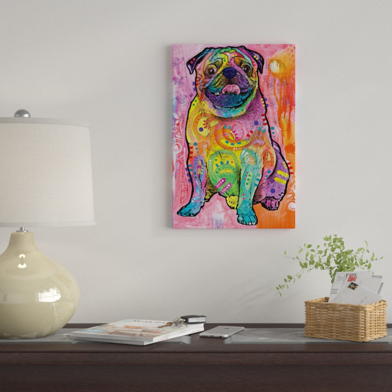 « carlins & baisers », impression sur toile, H 26 po x l 18 po x P 1,5 po, Toile avec cadre noir, Pas de tapis