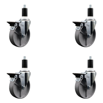 Semi Steel Swivel 1-3/8 Inch Expanding Stem Caster Set with Brake SCC