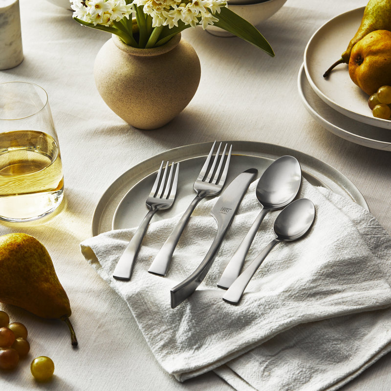 ZWILLING Bellasera (matte finish) 45-pc Satin Flatware Set, 18/10 Stainless Steel, Satin Finish (not polished)