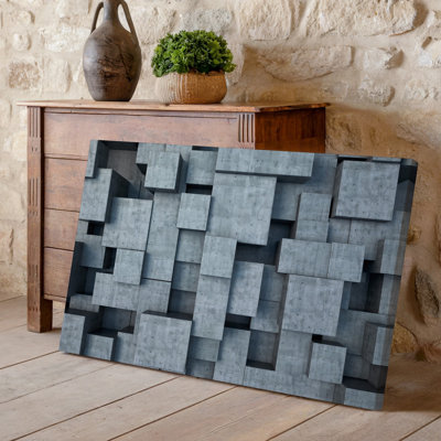 Canvas Aerial View Of An Abstract Composition Of Interlocking Geometric Shapes Wall Art Featuring A Variety Of Concrete Cubes And Canvas Wall Art
