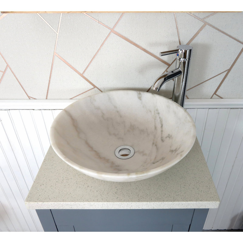 Scroggins 515 mm Freestanding Cloakroom Vanity, White Quartz, Grey